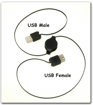 Retractable USB extension cord